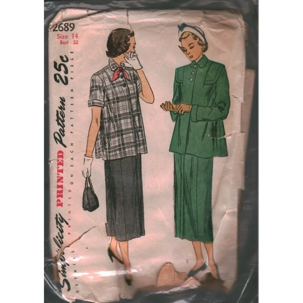 Vintage Simplicity 2689 Maternity Suit Sewing Pattern Jacket Skirt Sz 14 Bust 32